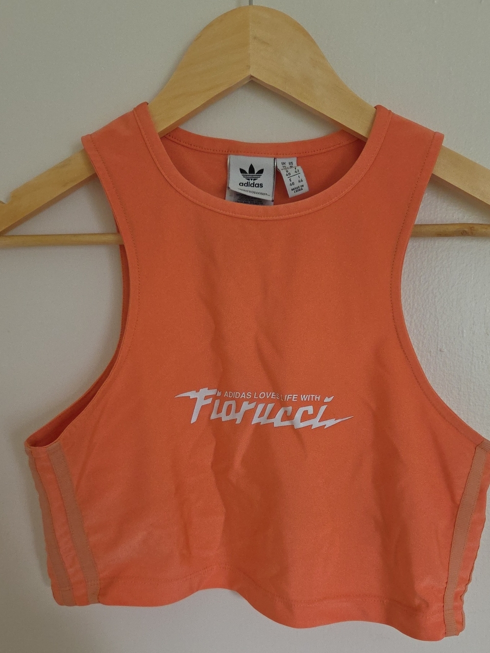 adidas Orange Cropped Tank Top with Fiorucci Logo